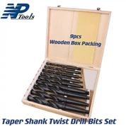 9pcs Bosca Adhmaid HSS Taper Shank Twist Drill Drill Set